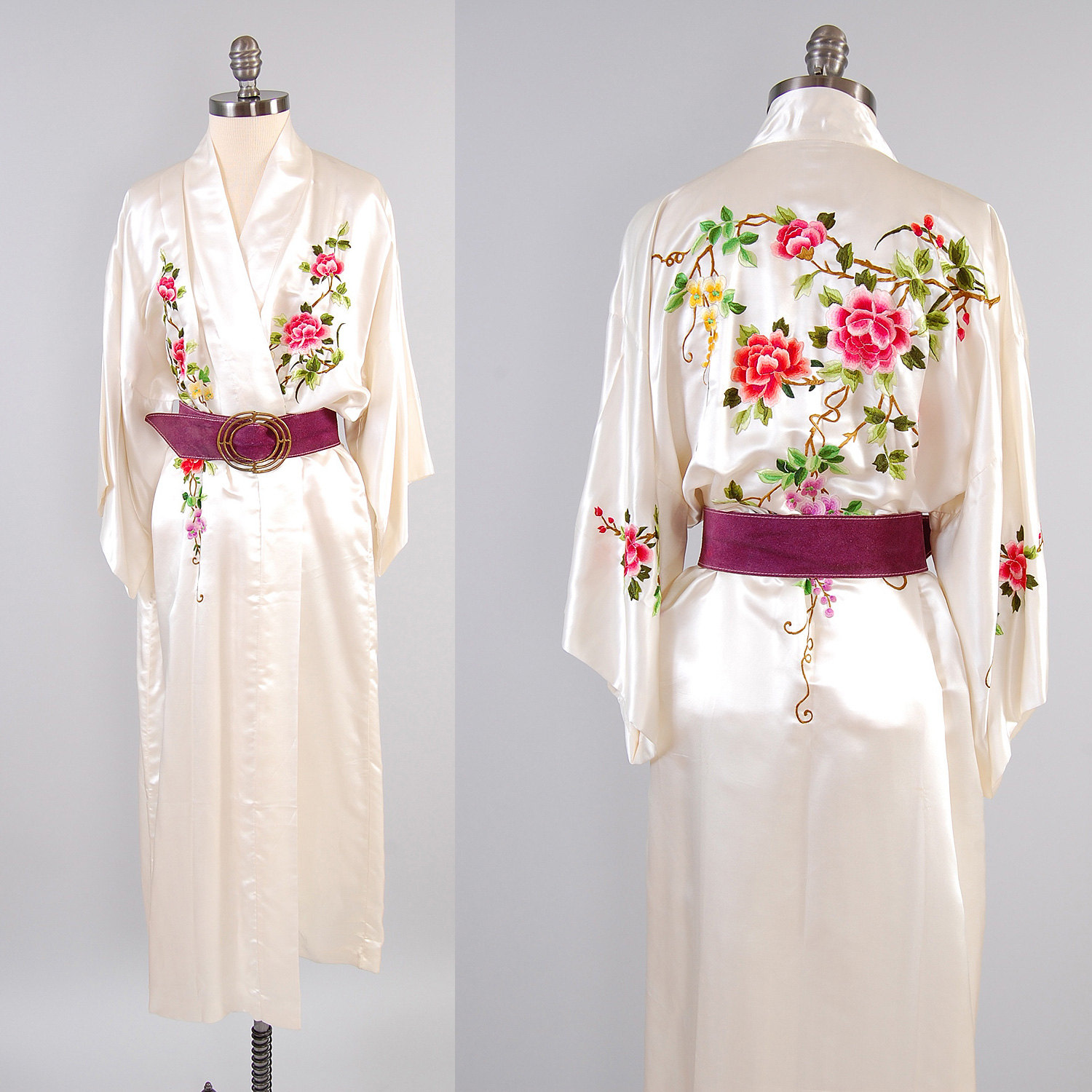 embroidered floral robe etsy